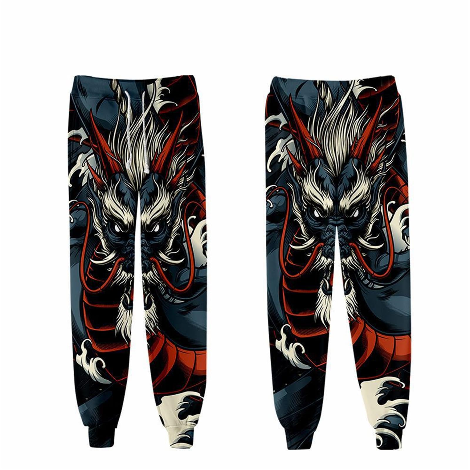 Kewing Men's # 3 Viking Dragon 3D Printed Jogger Sweatpants - Elastic Waist Drawstring Hip Hop Tracksuit Bottoms