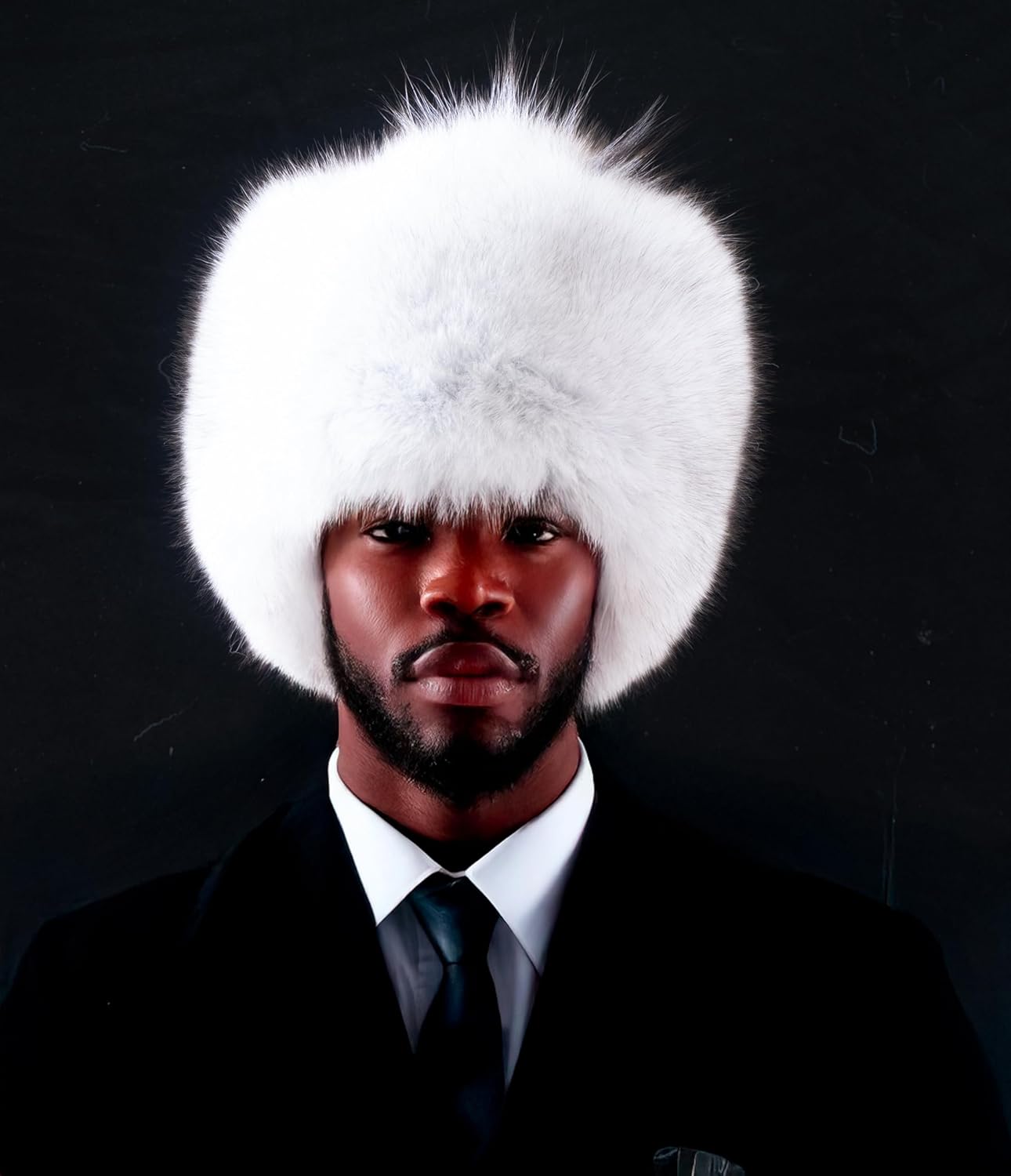 Genuine Fur Russian Ushanka Hat & Rabbit Fur Headband Bundle – Unisex Cossack Cap and Plush Convertible Neck Warmer Winter Set