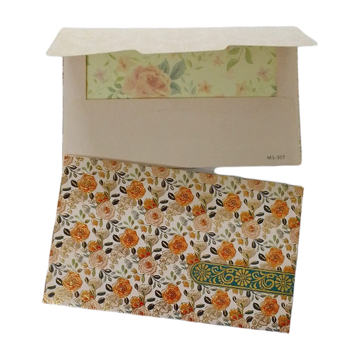 Vanya Creations Pack of 25, Floral Printed Design Pocket Size Shagun Envelopes for Gifting Money Cash Matte Finish Paper Fancy Designer Small Sagan Lifafa Wedding Occasion, 13 X 8 cm, Cream Color