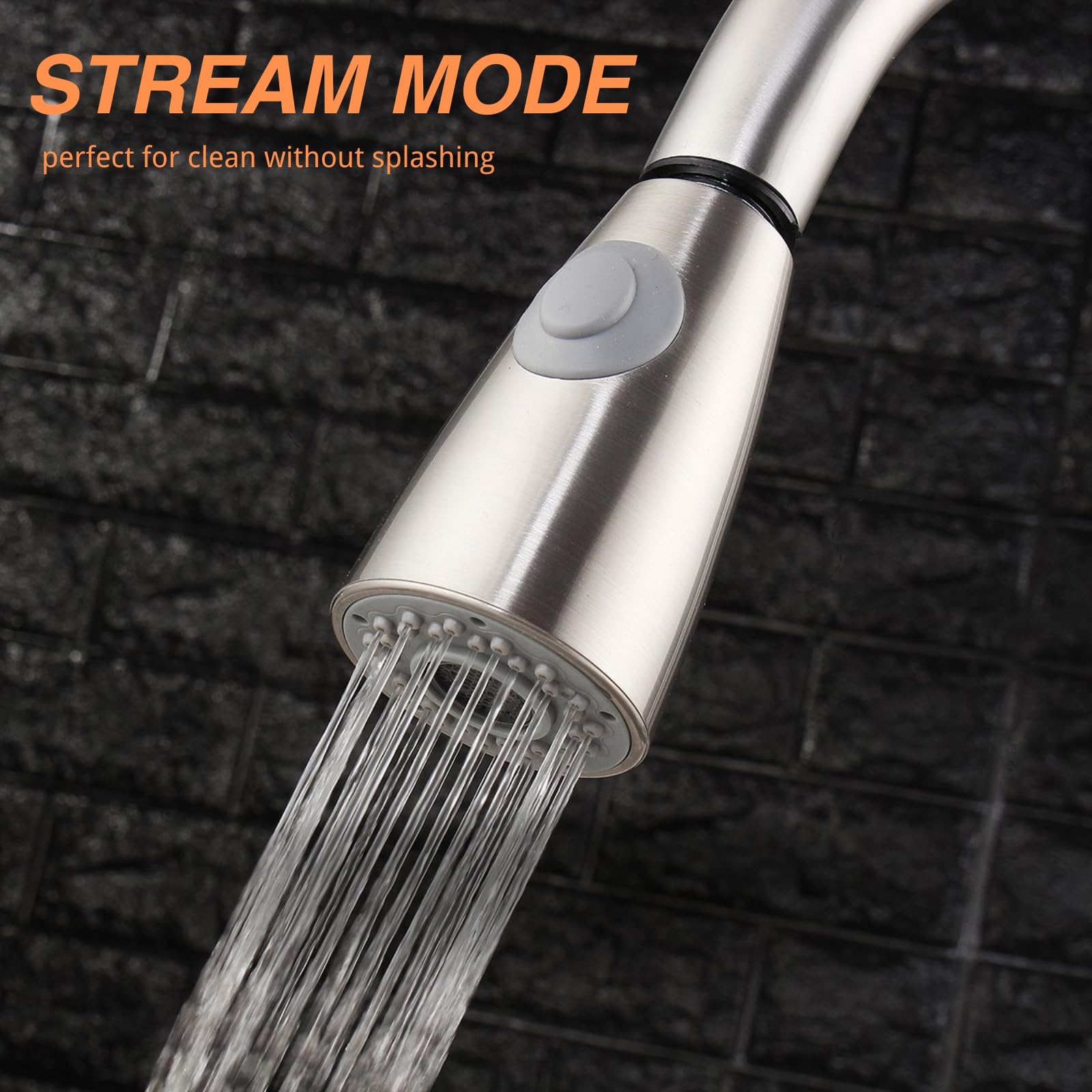 BAYDOW Commercial Kitchen Sink Faucet with Pull Down Sprayer Head, Stainless Steel Single Handle One Hole Bar Sink Faucets,Brushed Nickel