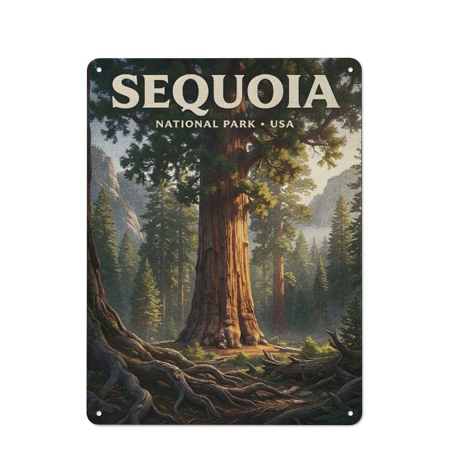 Junmoney Style-10 Sequoia National Park Vintage Retro Metal Wall Decor 40X30cm, Vintage Metal Sign For Cafe, Pub, Workshop Or Home Bar