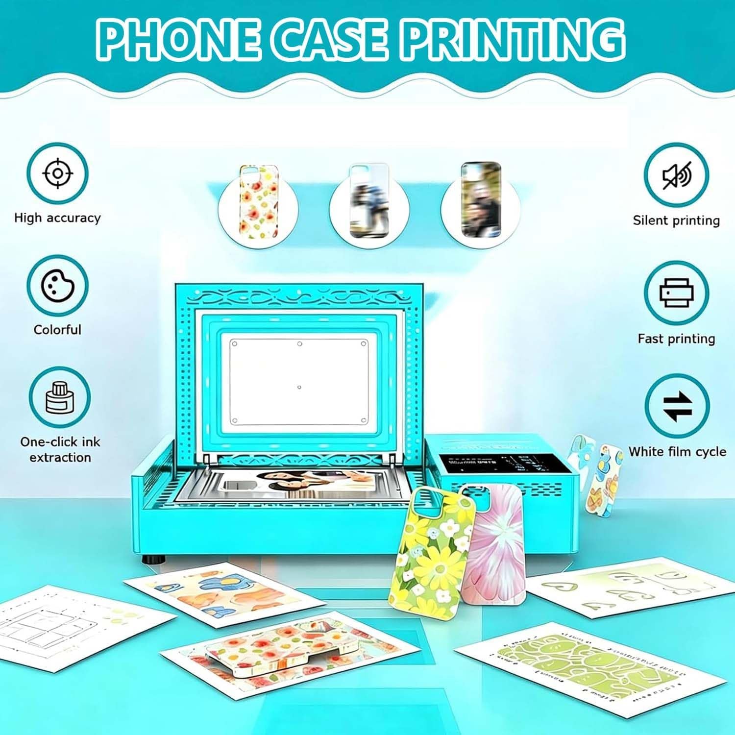 3D Sublimation Vacuum Heat Press Machine Kit All-in-One Phone Case Printer Mobile Phone Cases Heat Transfer 180°C Fast Heat for DIY Custom Phone Cover Making