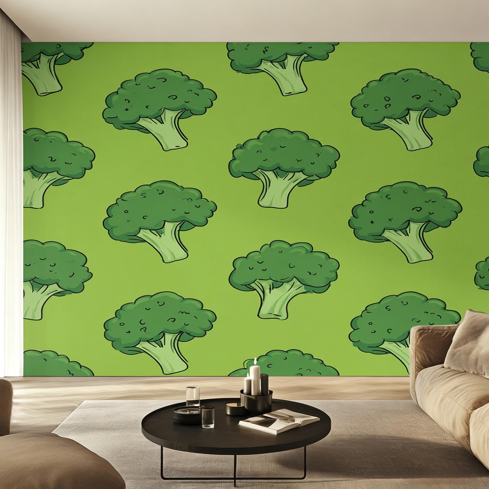 Generisch Brokkoli Fototapete Schlafzimmer, Vliestapete Grün Gemüse Tapete Wohnzimmer Deko 500x350 cm (B x H), Wandtapete, Mustertapete, Wanddeko