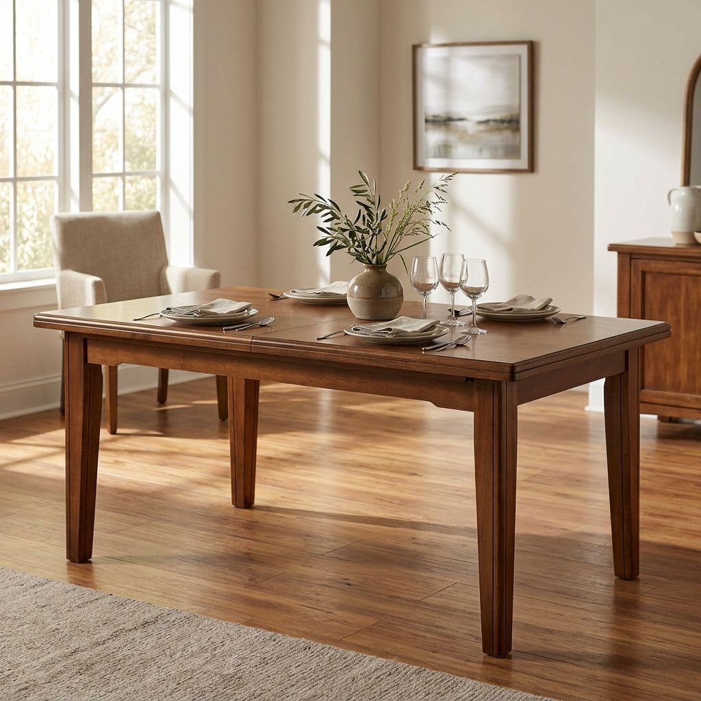 milani home - tavolo da pranzo allungabile 160-340 x 85 cm, legno massello, noce