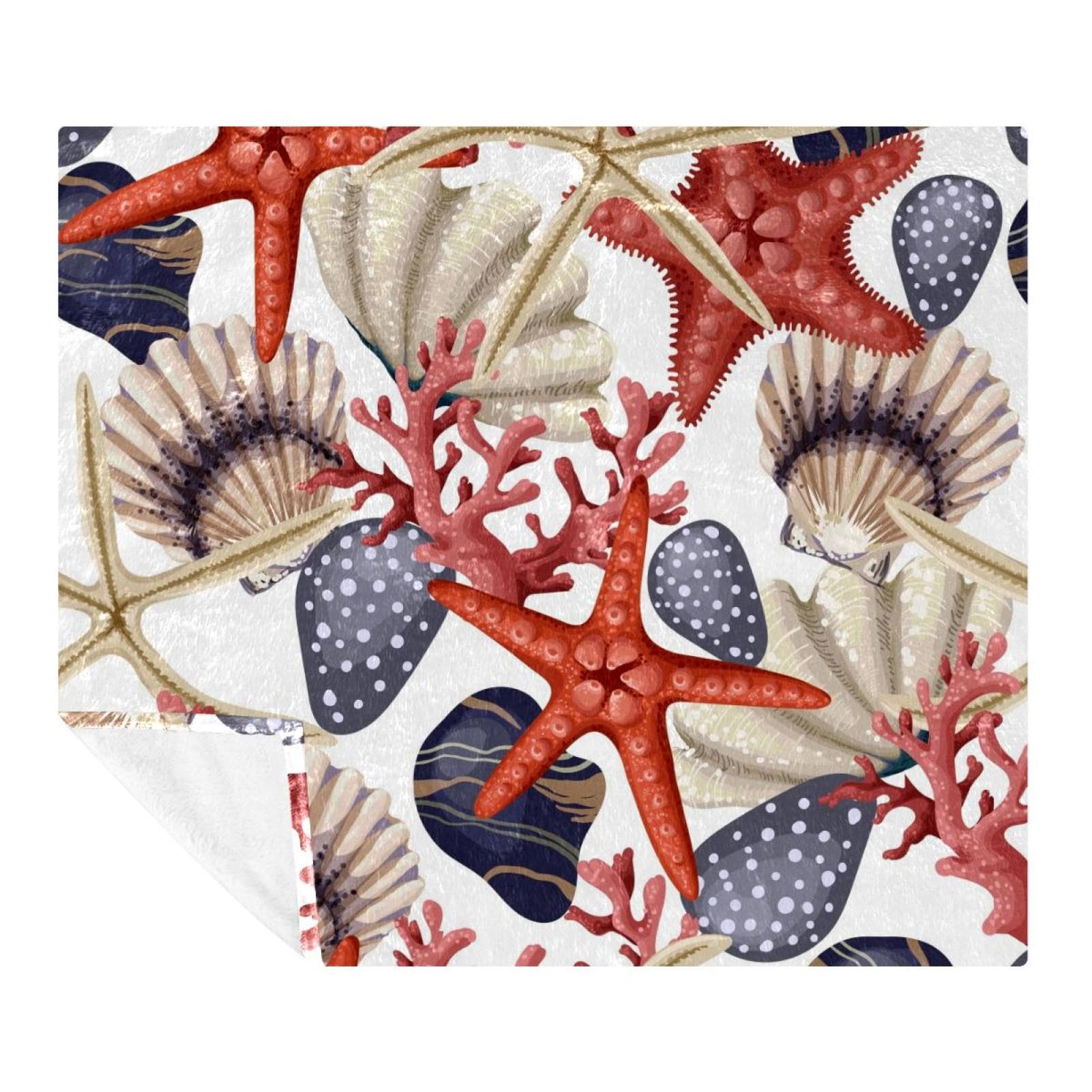 Couverture douce microfibre légère lit sofa motif étoiles de mer