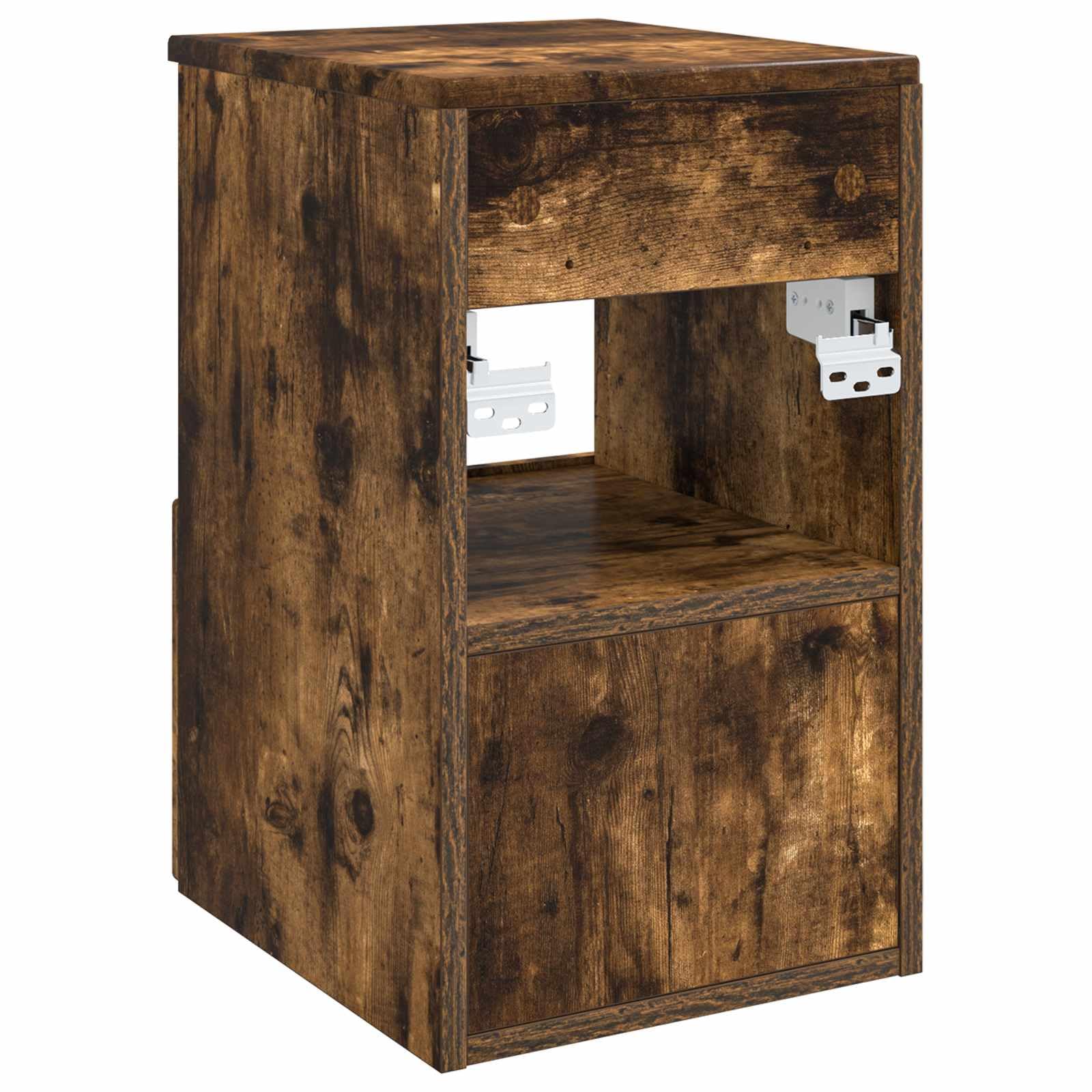 Armoire de salle de bain en chêne fumé - 30 x 35 x 50 cm - Avec beaucoup d'espace de rangement et porte - Meuble de salle de bain moderne pour salle de bain, WC et lavabo