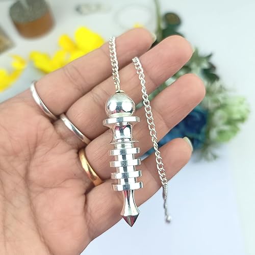 Miniatura 3 de Jet Isis - Anillo de 4 placas de metal chapado en plata, péndulo de radiestesia, Metal