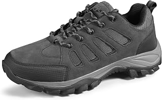 TrailBlitz Men's Hiking Shoes - Lightweight Breathable Non-Slip Walking Sneakers for Trails, Trekking & Running | Black/Gray