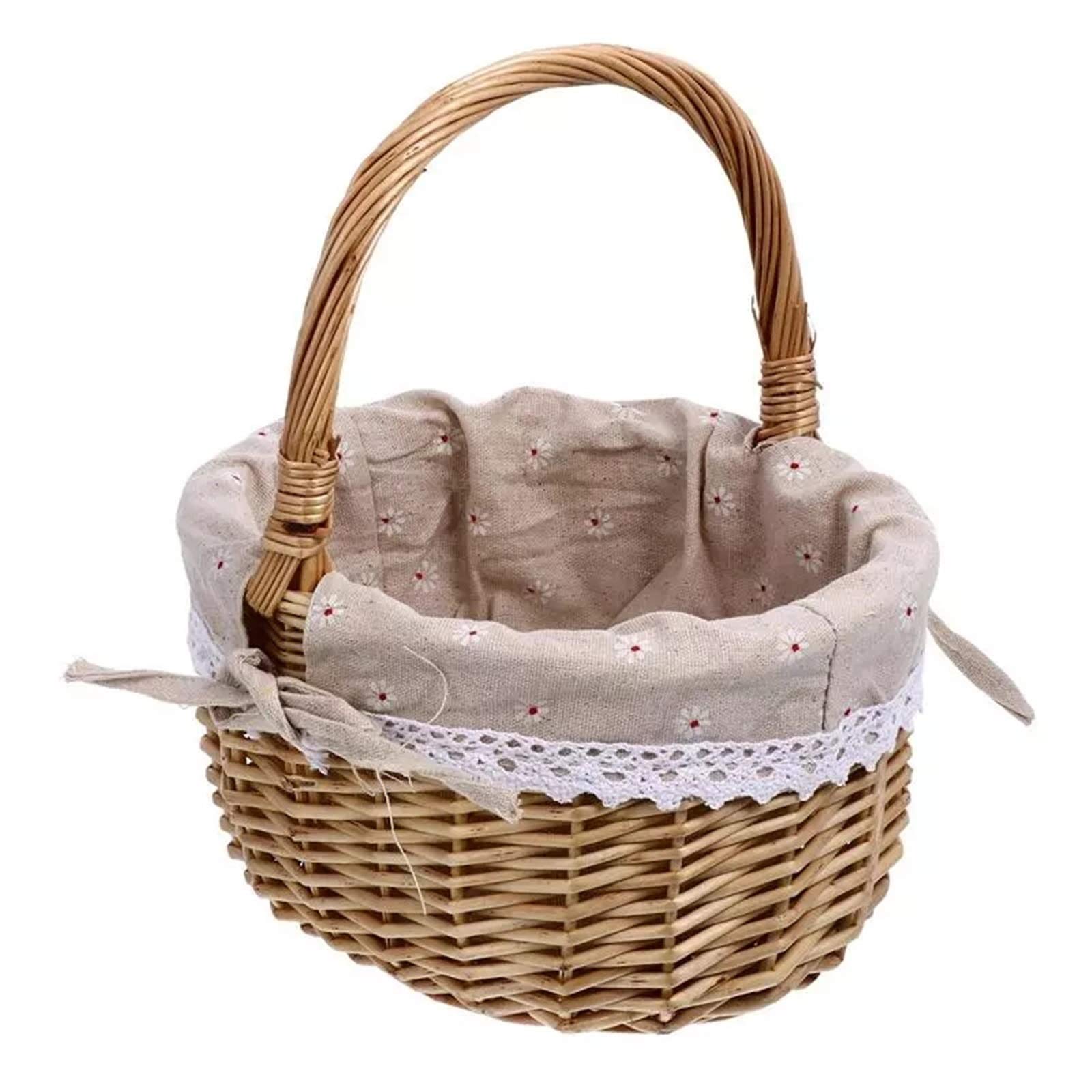 Wlrdpupje Wood Color Picnic Basket Woven Hand Portable Picnic Storage Basket For Picnic Camping Outdoor