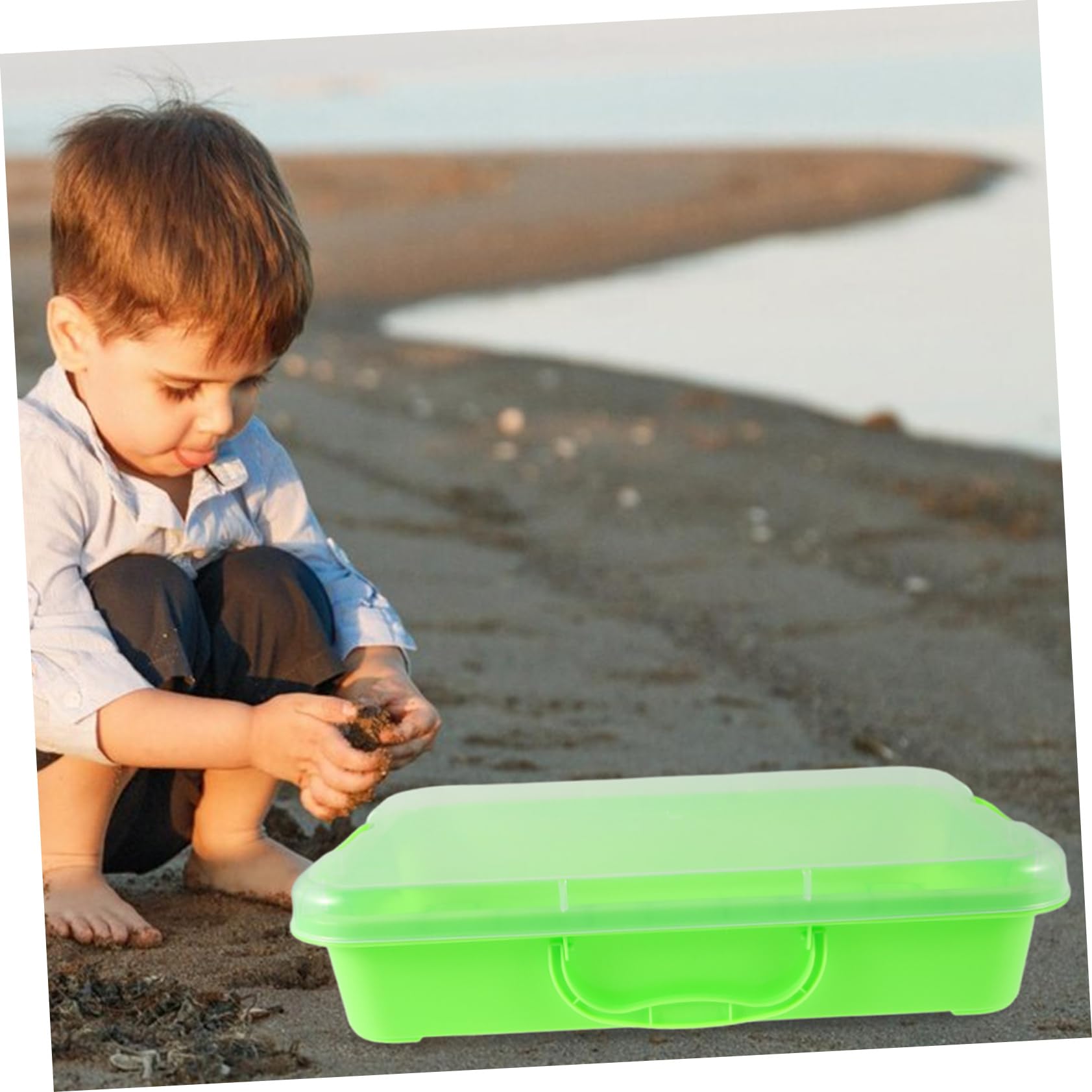 SUPVOX Bac À Sable en Plastique Plateau Sensoriel Portable pour Enfants Thème Espace avec Accessoires Boîte De Rangement Intégrée Jeux Créatifs Intérieurs Et Extérieurs 13.19 X 8.86 X 2.95 in