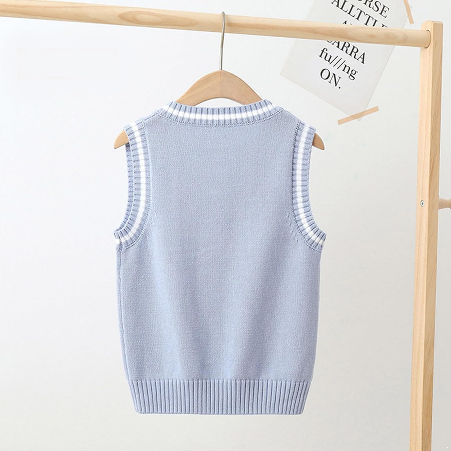 JEYPINMI Boys Girls V-Neck Knitted School Uniform Sweater Vest Spring Autumn Sleeveless Knit Pullover Tops