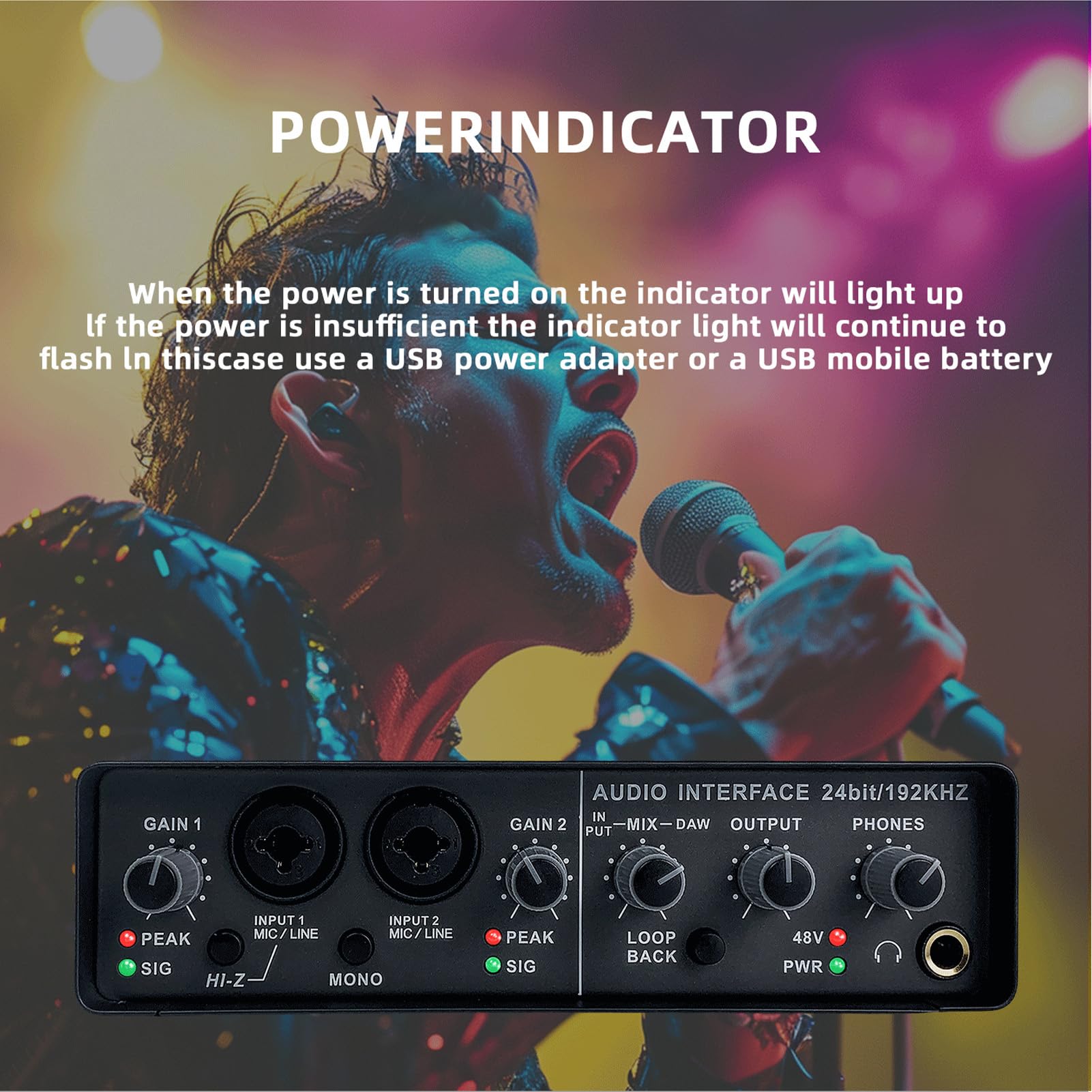 CHICIRIS Interfaz de USB, Entrada de Sonido de Grabación de Micrófono de 192 KHz de 24 Bits, XLR/TRS, Condenser Instrument Micrófono de Grabación con 48V Phantom Power para Música, Transmisión en