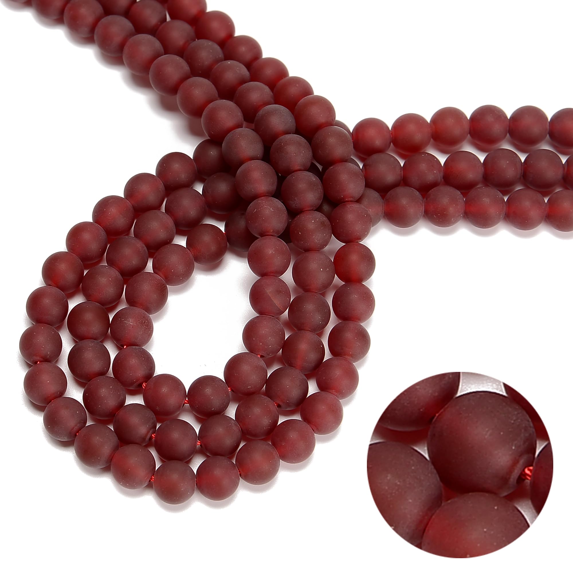 JM Design38Pcs 10mm Frosted red Agate Natural Round Loose Real Stone Beads Gemstone Genuine for DIY Hand Made Craft Jewelry Bracelet Earring Necklace String Making Energy Healing Power