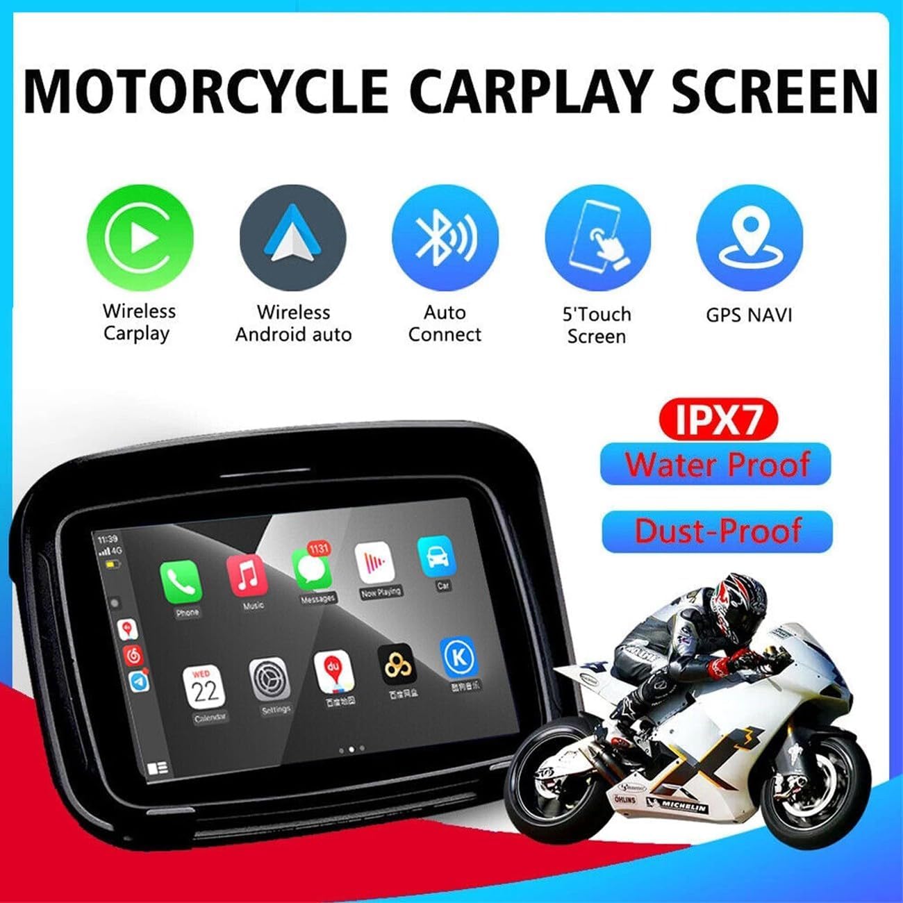 Amazon.co.jp: バイク用衛星ナビ 5インチディスプレイ ポータブル防水 