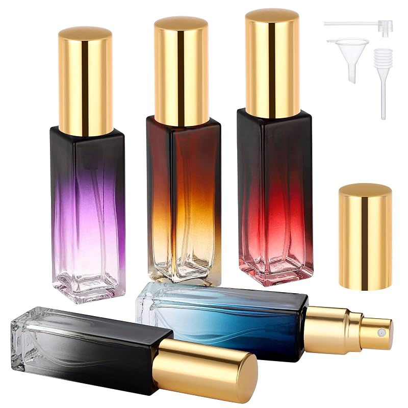 Segbeauty Kit com 5 Frascos Atomizadores de Perfume Recarregáveis de Vidro, 10 mL, com Funil, Conta-gotas e Bomba