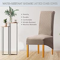 Vista 5 de Juego de 6 fundas impermeables para sillas de comedor extragrandes (caqui, juego de 6 XL))