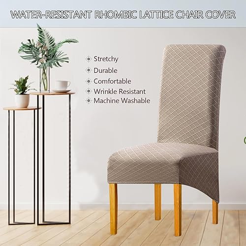 Miniatura 5 de Juego de 6 fundas impermeables para sillas de comedor extragrandes (caqui, juego de 6 XL))