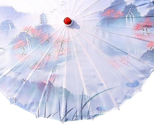 Miniatura 3 de Paraguas de papel de aceite de estilo oriental, paraguas de baile antiguo, impermeable, 33 pulgadas, paraguas de papel aceitado chino para