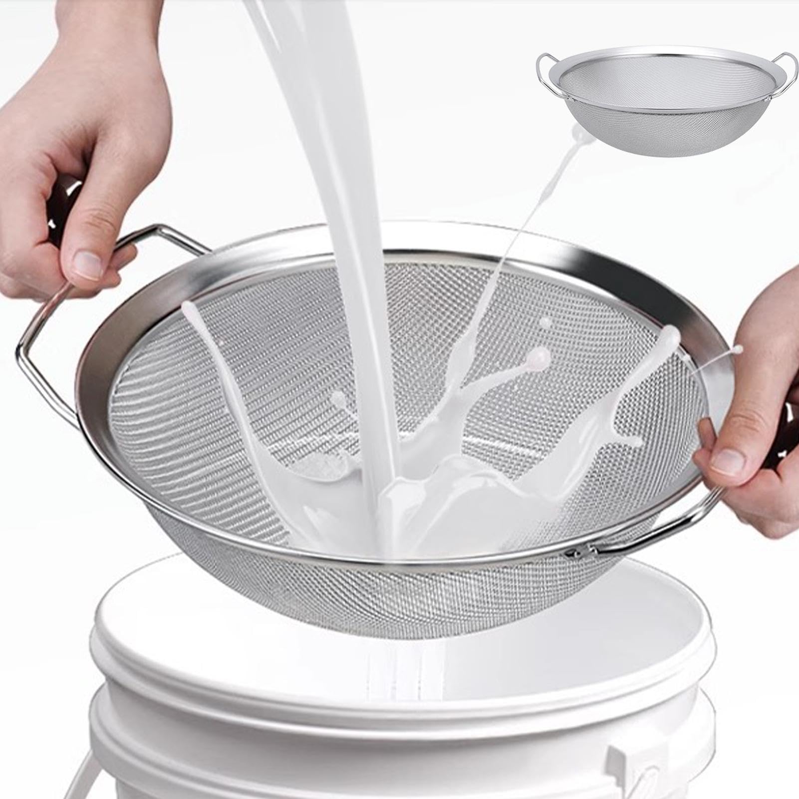 Fine Mesh Strainer, Fine Mesh Filter | 60 Mesh Emulsion Honey Funnel Filter - Emulsion Honey Strainer, Paint Bucket Filter Tool, Wire Strainer with Handle for Home, Engine Coolant, Glaze, Resin