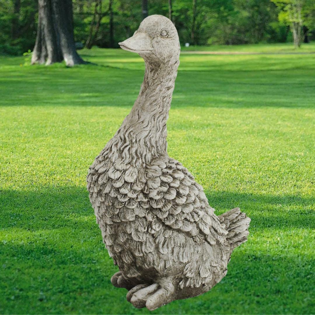 Discount Garden Statues Grey Detailed Stone Cast Goose Ornament