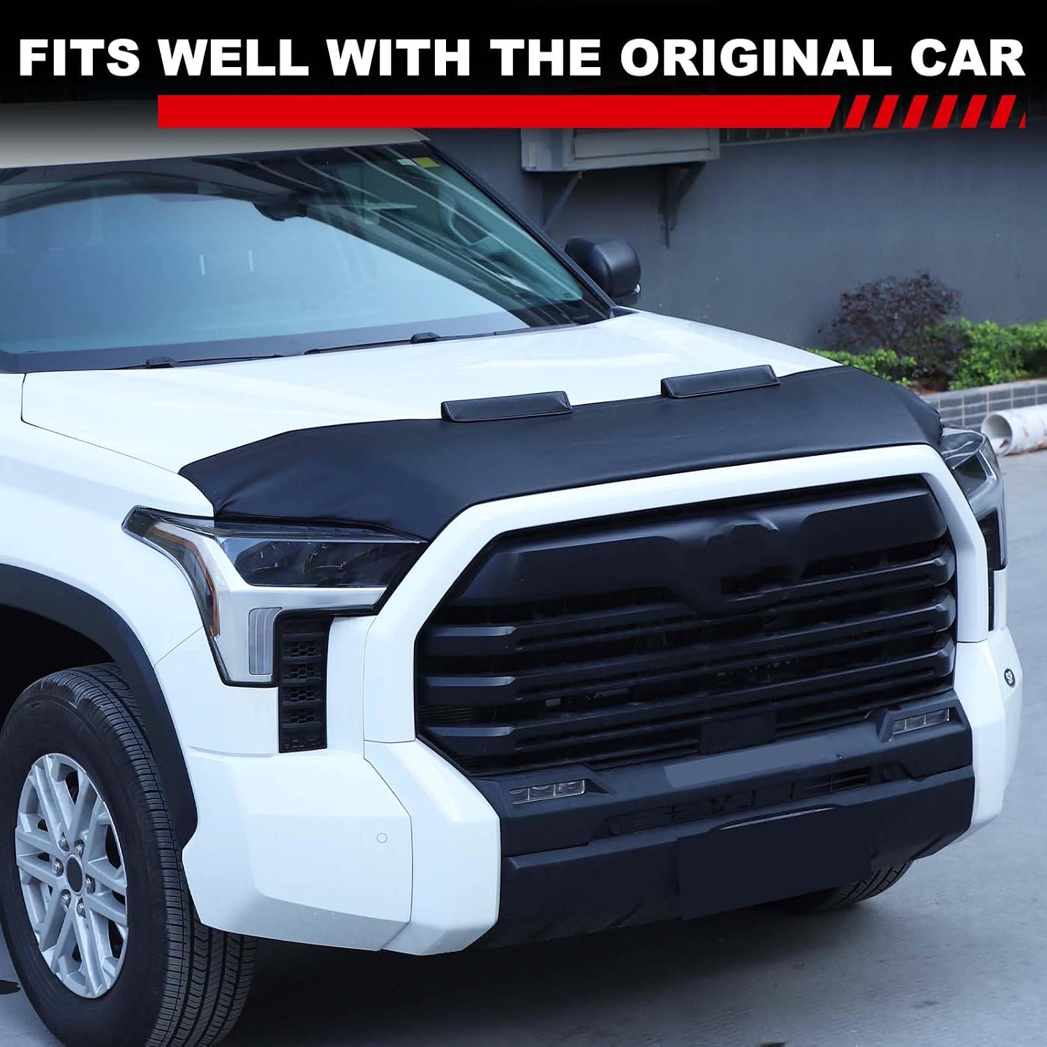 Hood Shield Protector Stone Guard Compatible with Toyota Tundra Sequoia 2022-2025, Leather Foldable Easy Storage Car Protection Accessories