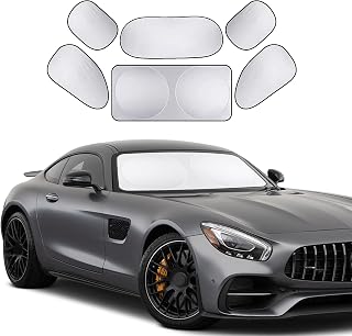 6PCS Car Windshield Sunshade, Foldable Vehicle Side Window Sun Shade with Storage Bag for Front & Rear Windshields, Privacy Protection Cover Block UV Rays, Keep Cool for Most Cars