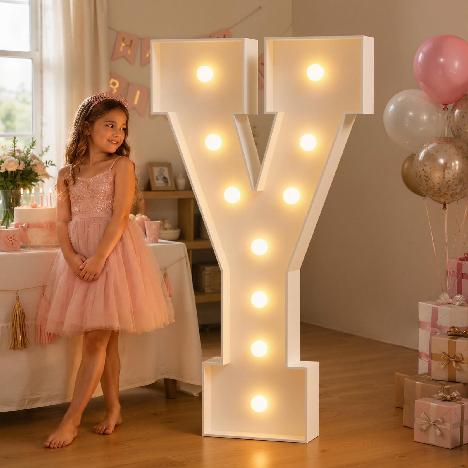 JoyMuse 4FT Marquee Light Up Letters,Large Marquee Letters 4 Feet Tall for Marry Me Proposal Decorations Big 4FT Letters with Lights for Baby Shower Party Decor, Letter Y