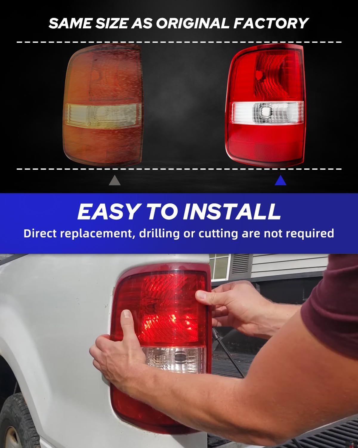 AUTOONE - For 2004 2005 2006 2007 2008 F150 Tail Lights Assembly Factory Taillights, Compatible with Ford F-150, Driver & Passenger Side