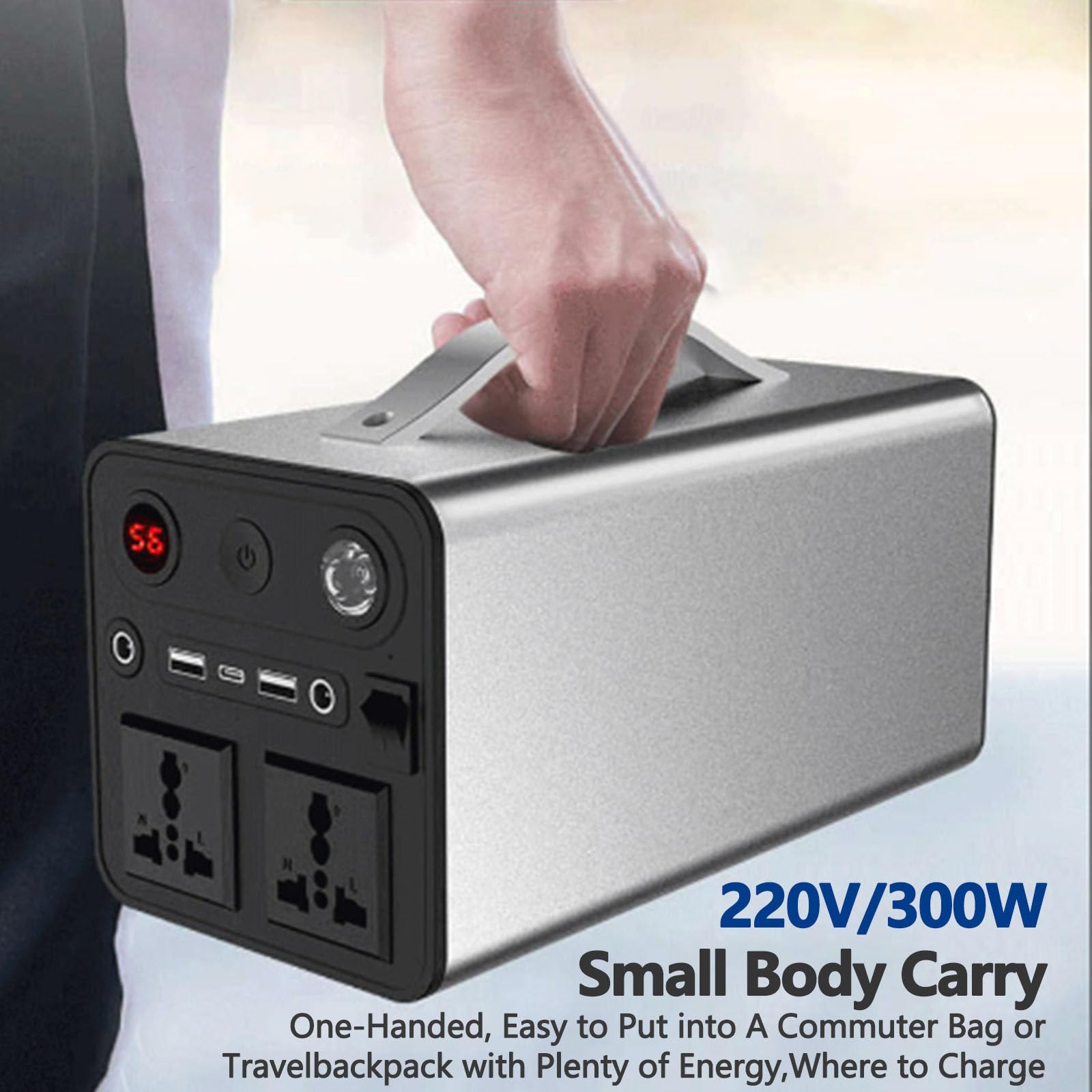 Centrale elettrica Portatile da Esterno, Centrale elettrica Mobile di Emergenza, Alimentatore da Campeggio, Presa CA/CC/USB/Tipo C, Adatta per Avventure all'Aria Aperta e Viaggi in Camper