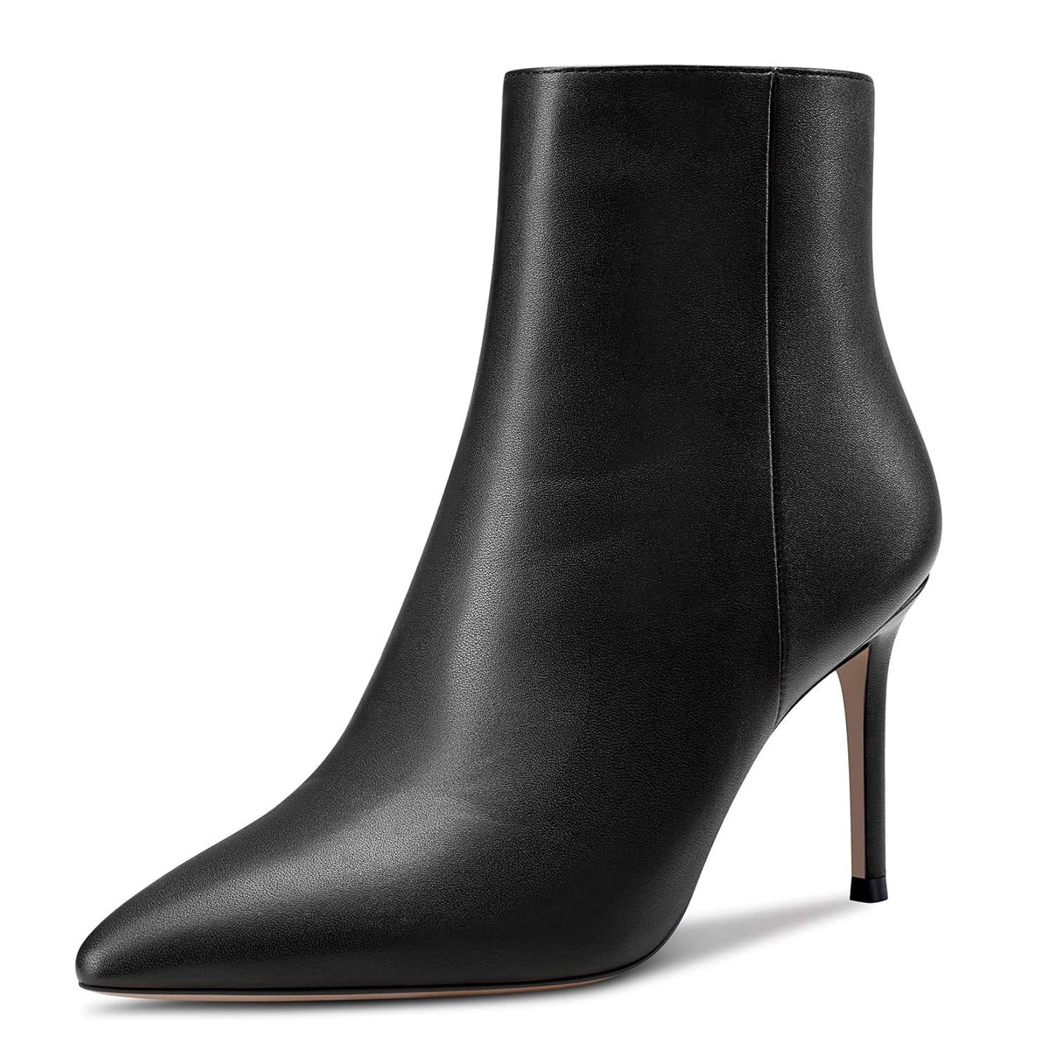 Aachcol Women Ankle Boots Short Bootie Close Pointed Toe Stiletto High Heel Dress Shoes Matte Zipper 4 Inch