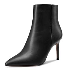 Aachcol Women Ankle Boots Short Bootie Close Pointed Toe Stiletto High Heel Dress Shoes Matte Zipper 4 Inch