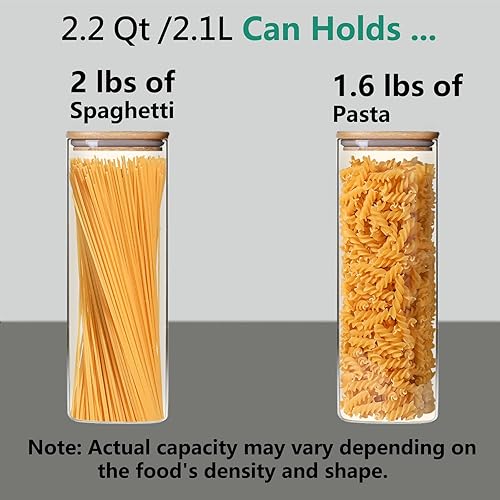Miniatura 9 de Recipiente hermético de almacenamiento de vidrio con tapa de madera (50 onzas líquidas), recipiente transparente para almacenamiento de alimentos