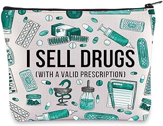 Funny Pharmacist Cosmetic Makeup Bag Pharmacy Technician Gift I Sell Drugs with a Valid Prescription Makeup Zipper Pouch Pharmacist Graduation Gifts (I Sell)