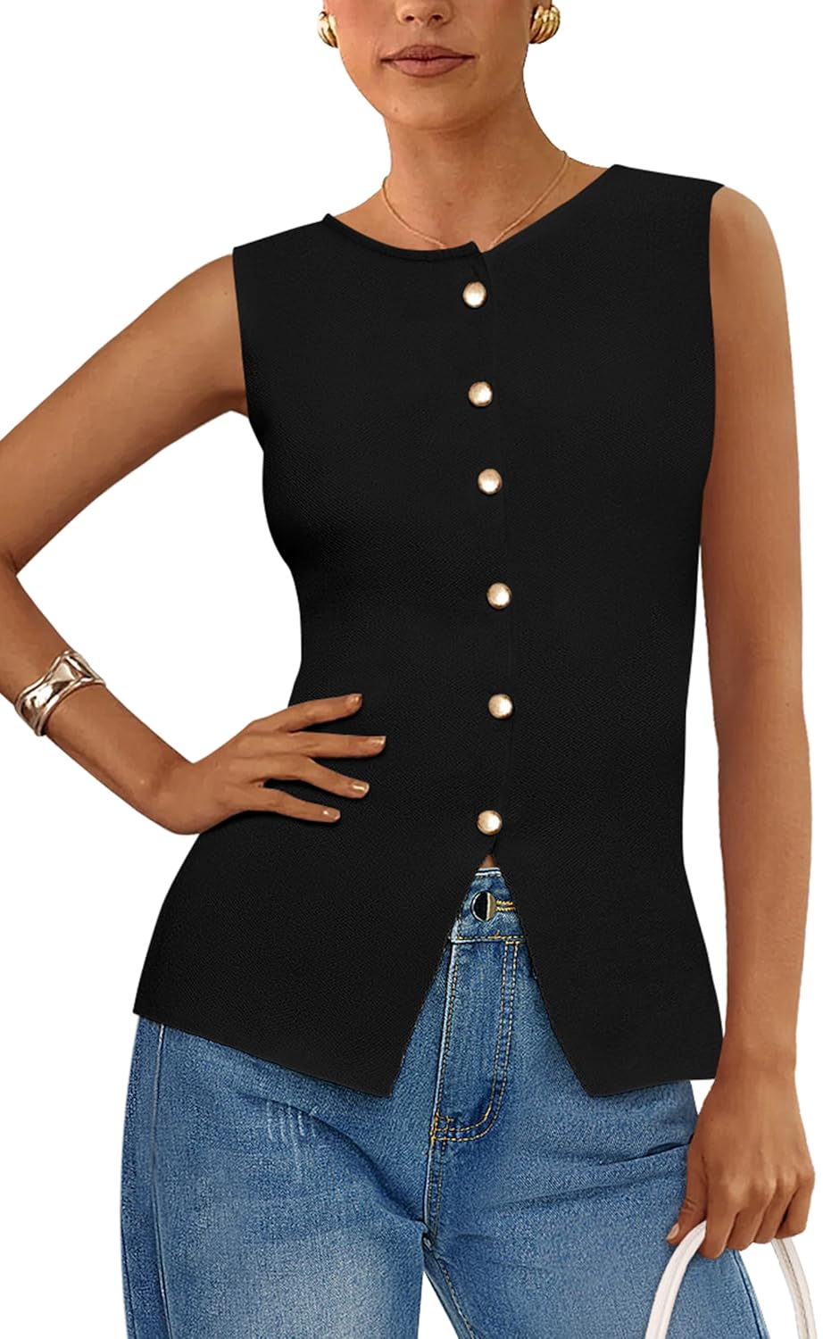 PRETTYGARDEN Womens Sweater Vest Button Down Summer Tank Tops 2026 Sleeveless Knit Vests Fashion Business Casual Outfits
