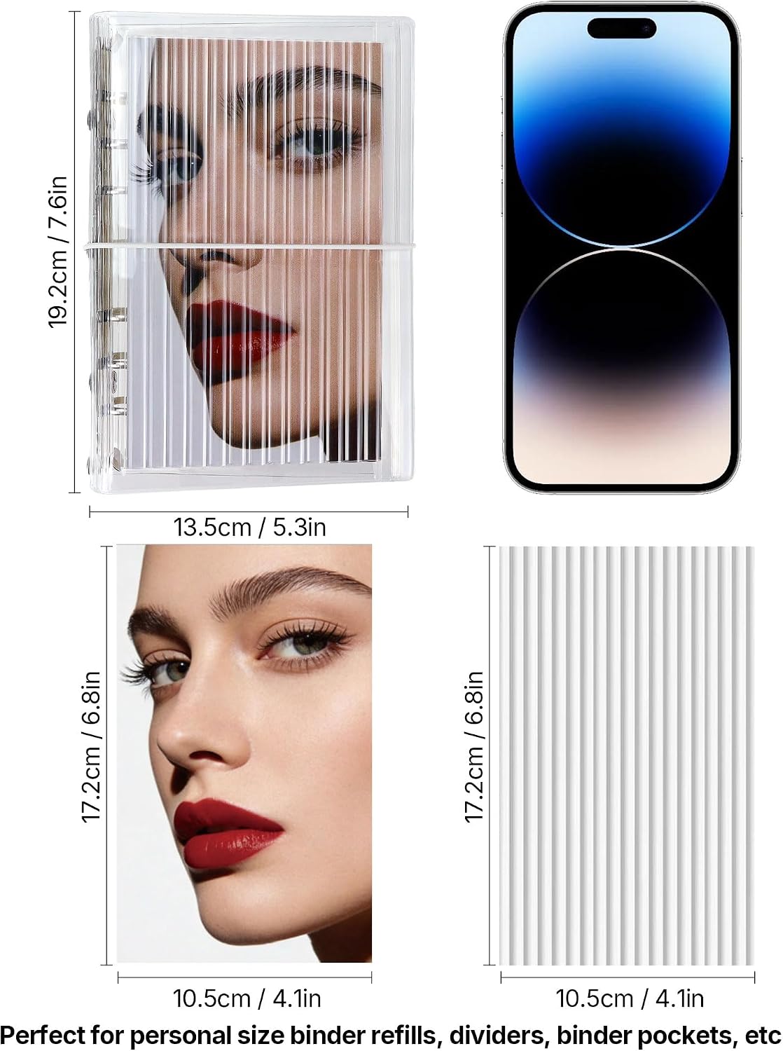 A6 Clear Vertical Stripe Acrylic PVC 6‑Ring Loose‑Leaf Binder Cover image 3
