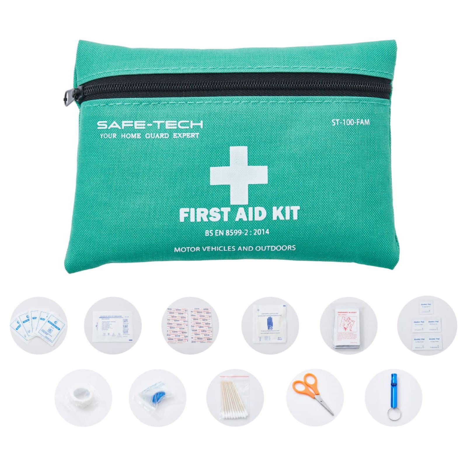 SAFE TECH29 Pieces First Aid Kit for Emergency Preparation, Includes Instant Cold Pack, Emergency Blanket for Motor Vehicle and Outdoor, BS EN 8599-2:2014