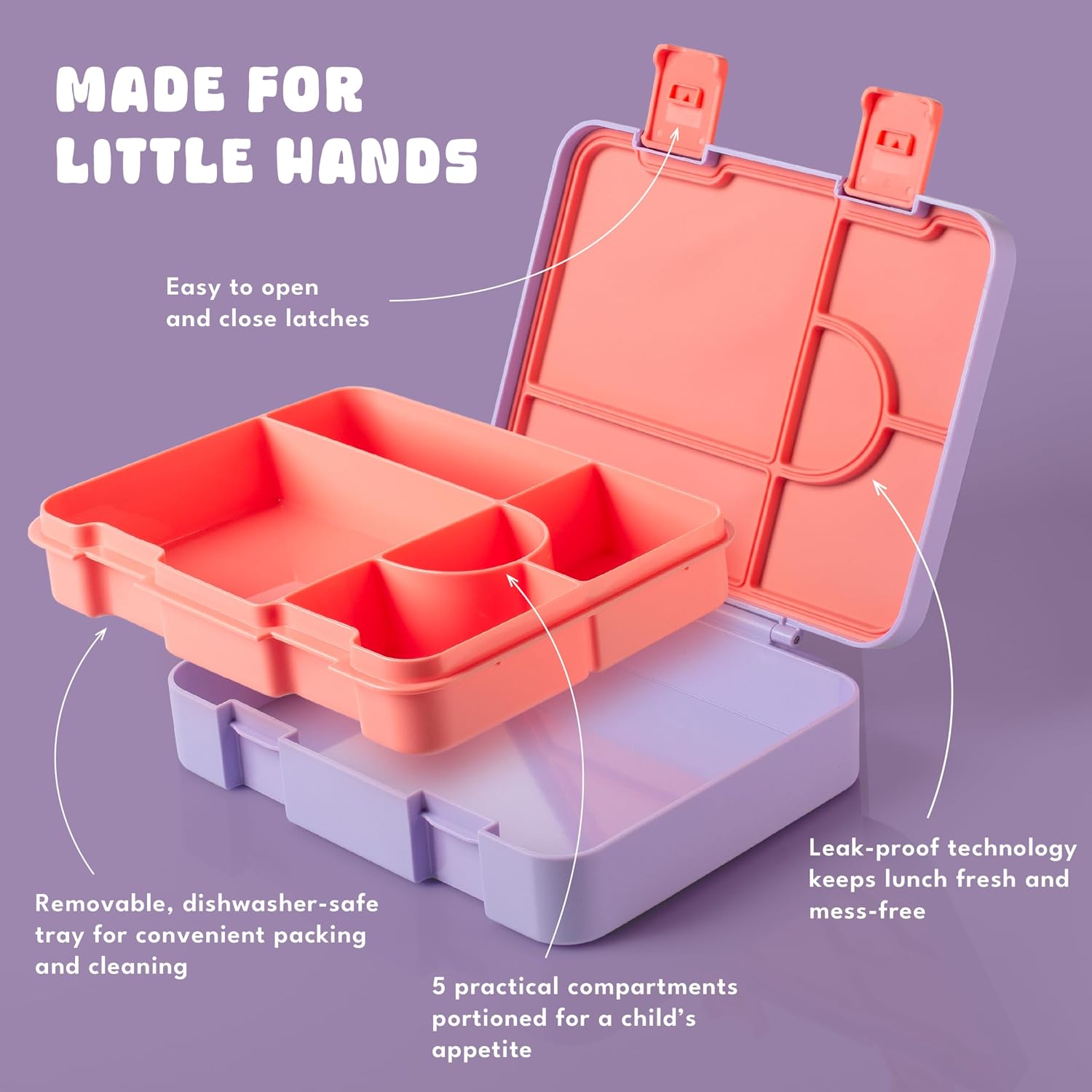 Personalized Bento Box for Kids with Vehicle Icon and Name - Royal Blue - 5 Compartments Drop-Proof Bento Box, Dishwasher Safe, Made with BPA-Free Materials, Bento Lunch Box for Kids and Toddlers