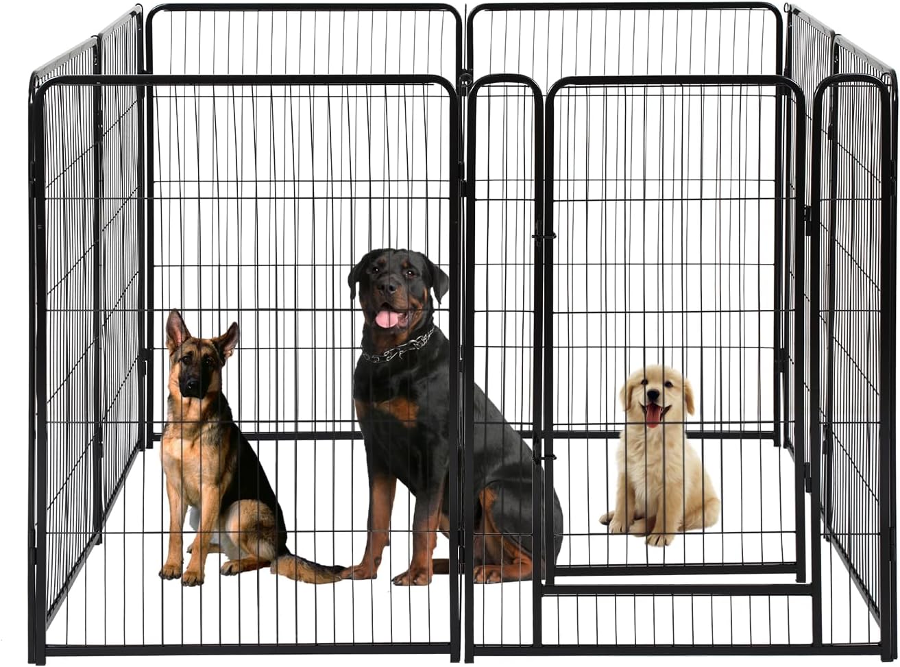Pet Playpens for Dogs, Indoor Outdoor Pet Fence Barrier, 8 Panels 40(H) Inches High Exercise Heavy Duty Dog Playpen with Lockable Double Door Foldable Metal Dog Fence for Large Medium Small Animals