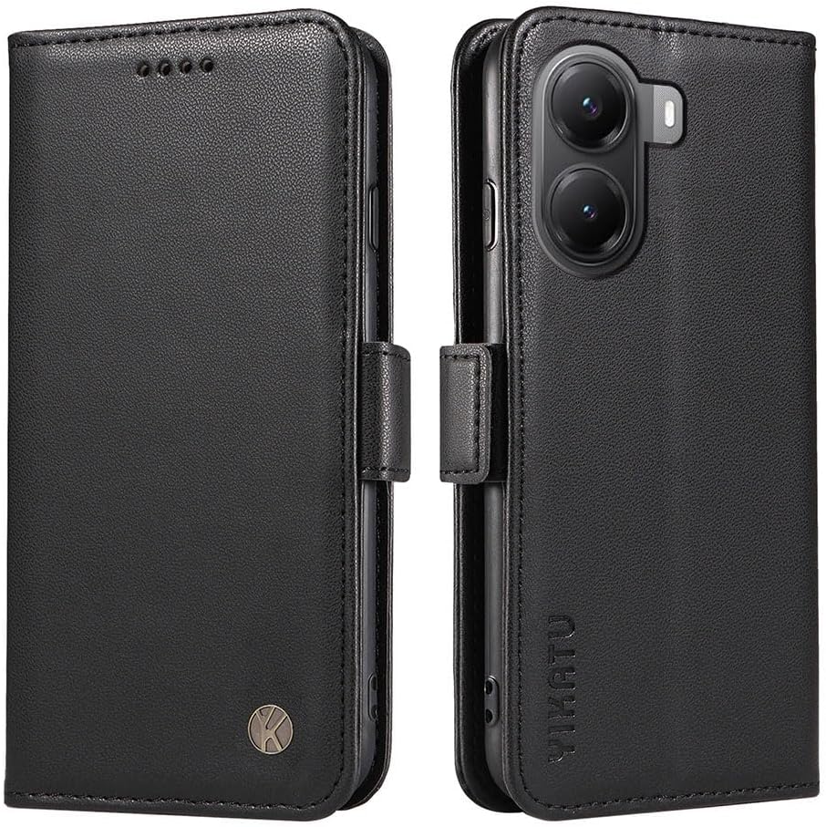 XINNI Mobile Phone Case for Xiaomi Poco X7 Pro Simple Flip Case Shockproof Protective Flip Magnetic Phone Case Black