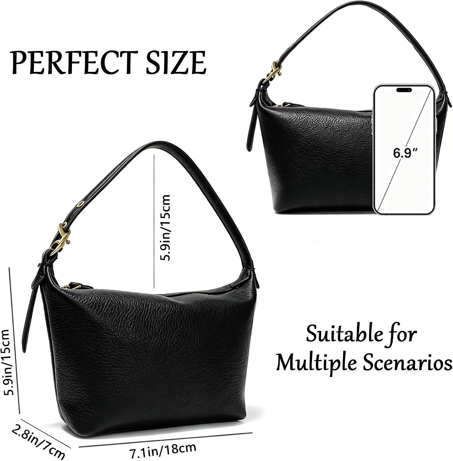 Women's PU Leather Underarm Bag,Small Shoulder Bag Hobo Purse Handbag with Zipper for work vacation daily