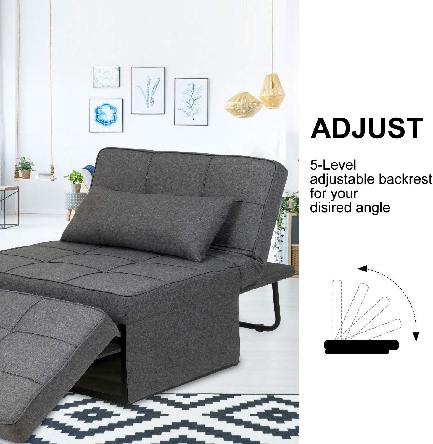 Buy Folding Ottoman Sofa Bed Sleeper Chair Lounger Ottoman Convertible Chair 4 In 1 Multi Function Adjustable Sleeper Sofa Chair For Living Room Bedroom Grey Online In Indonesia B08l4jmp27 Buy Folding Ottoman Sofa Bed Sleeper Chair Lounger Ottoman Convertible Chair 4 In 1 Multi Function Adjustable Sleeper Sofa Chair For Living Room Bedroom Grey Online In Indonesia B08l4jmp27