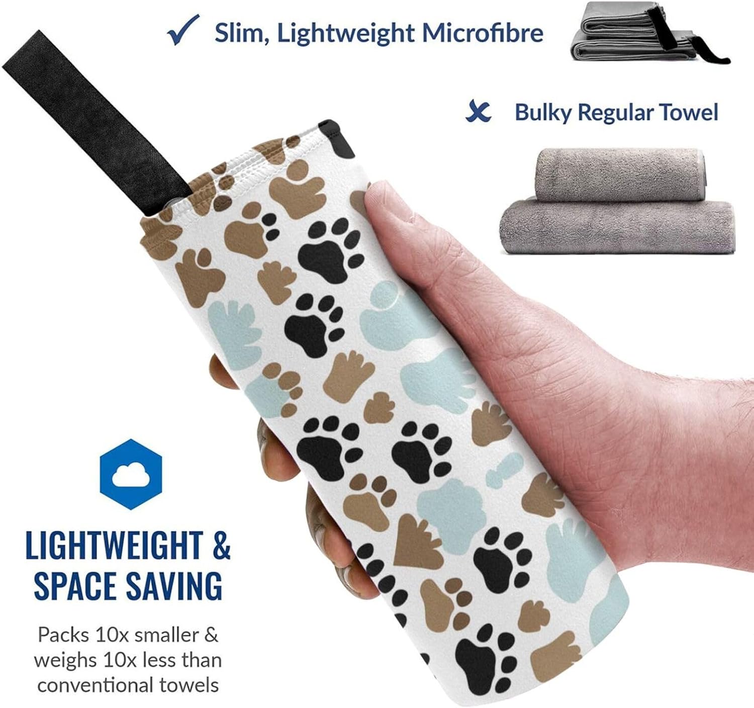 Dog Bones Paw Prints Quick Drying Bath Towel,Microfibre Soft Large Bath Towel,Highly Absorbent Dry Quickly Bath Sheet