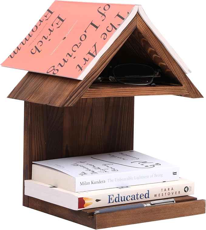 Amazon.com: LETUBUYU Floating Bedside Wood Bookshelf, Triangle Book ...