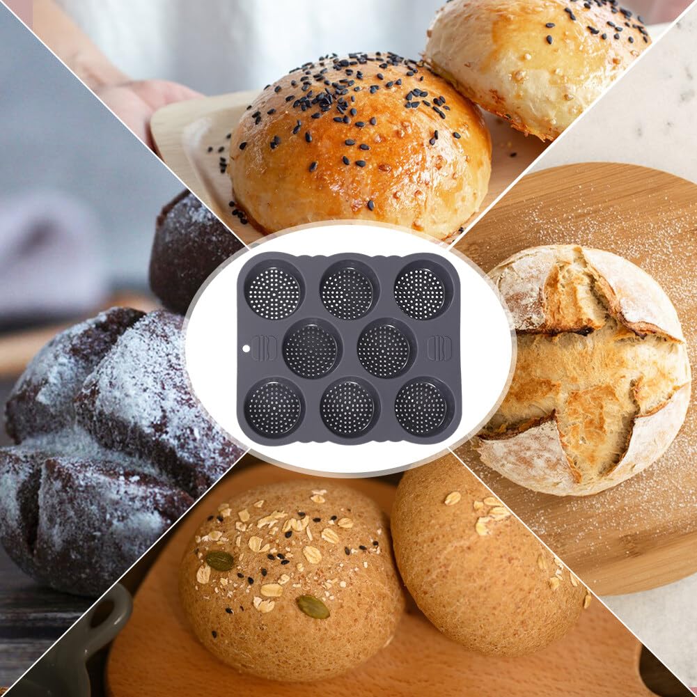 Stampo Per Hamburger In Silicone 8 Fori | 29,8x25,5x3 Cm Con Pennello Olio Incluso | Antiaderente Per Pane, Muffin E Pirottini XXL