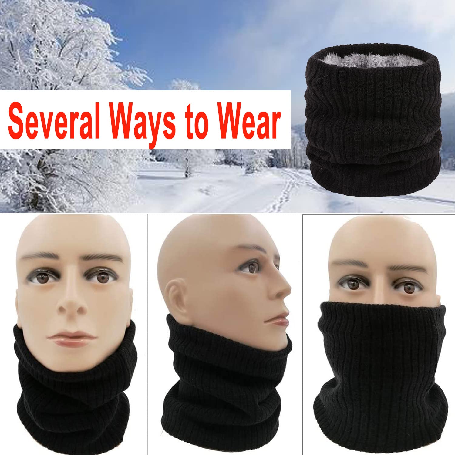 lifwimner 2 Pezzi Scaldacollo Uomo Sciarpa da Donna e da Uomo Invernale a Maglia Caldo, Scaldacollo Moto Invernale Scalda Collo Cervicali, Neck Warmer Snood