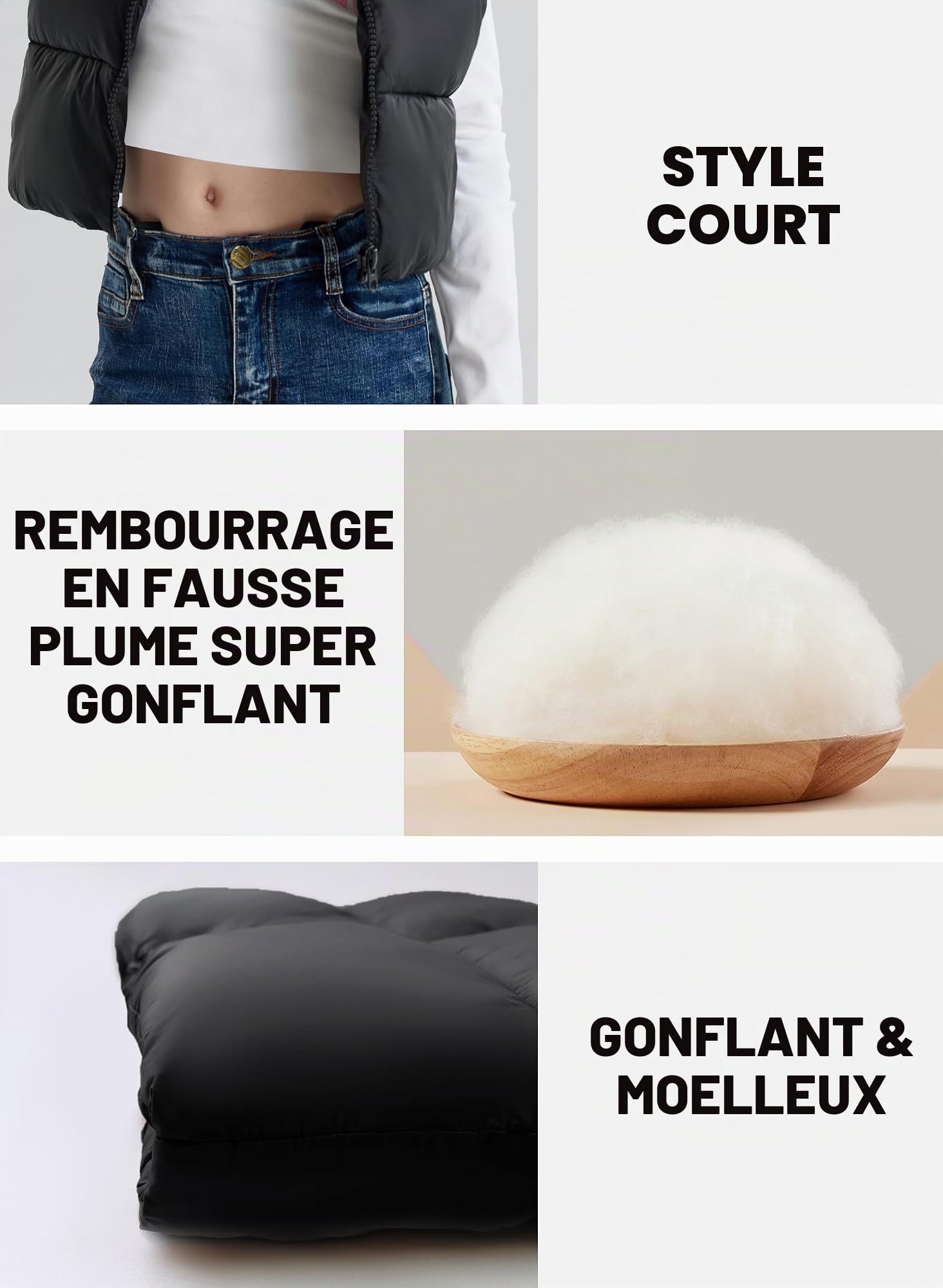 maoo garden Gilet Matelassé D'hiver Pour Filles En Court Tronqué Léger Résistant À L'eau Pour Jeunes Filles Sans Manches