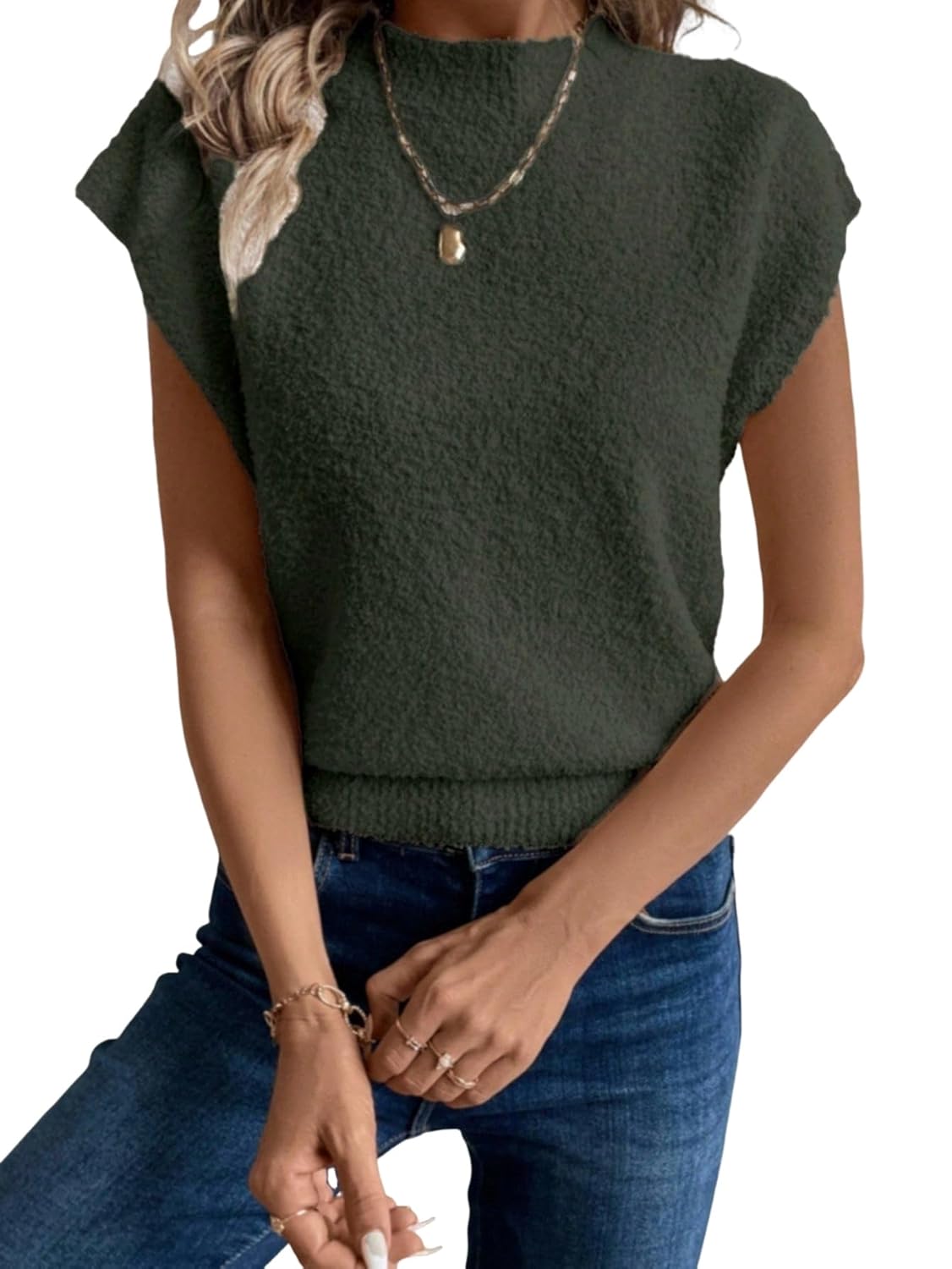 Wolddress Womens Sleeveless Sweater Vests Elegant Turtleneck Casual Going Out Autumn Winter Sweater Vest