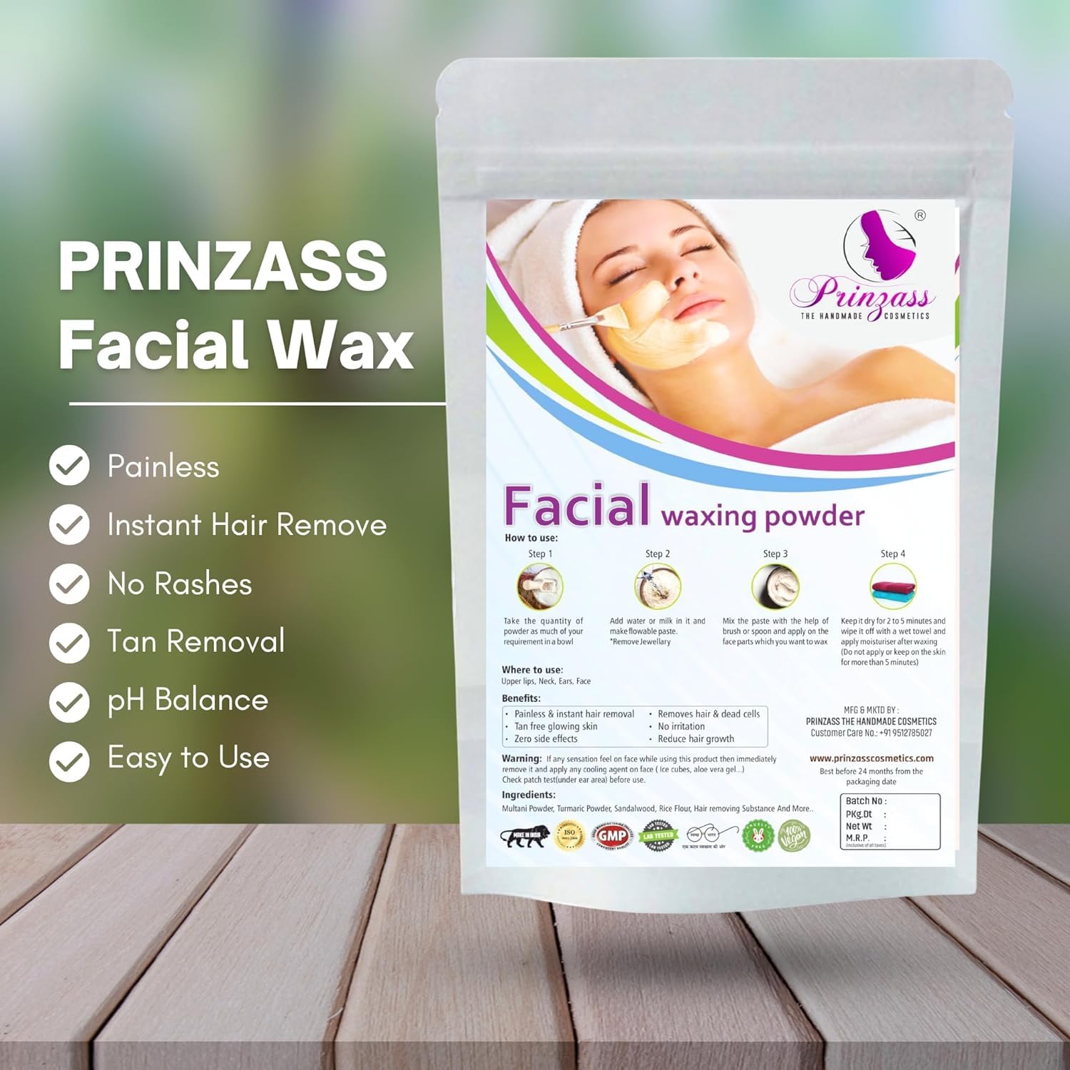 Generic DD Facial Wax Powder with Sandalwood & Turmeric Ingredients | 5 Min Instant, Painless, Easy to use at home | Facial Hair Removal Wax Powder for women and men | 100G