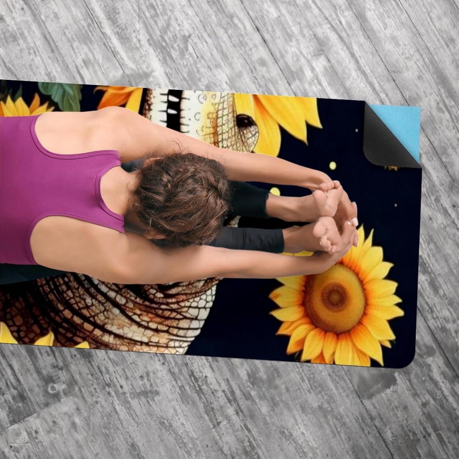 Yoga Towel, Crocodile Star Sunflower Non Slip Sweat Absorbent Hot Yoga Mat Towel for Hot Yoga, Pilates and Fitness - 72.8" x 26.8"