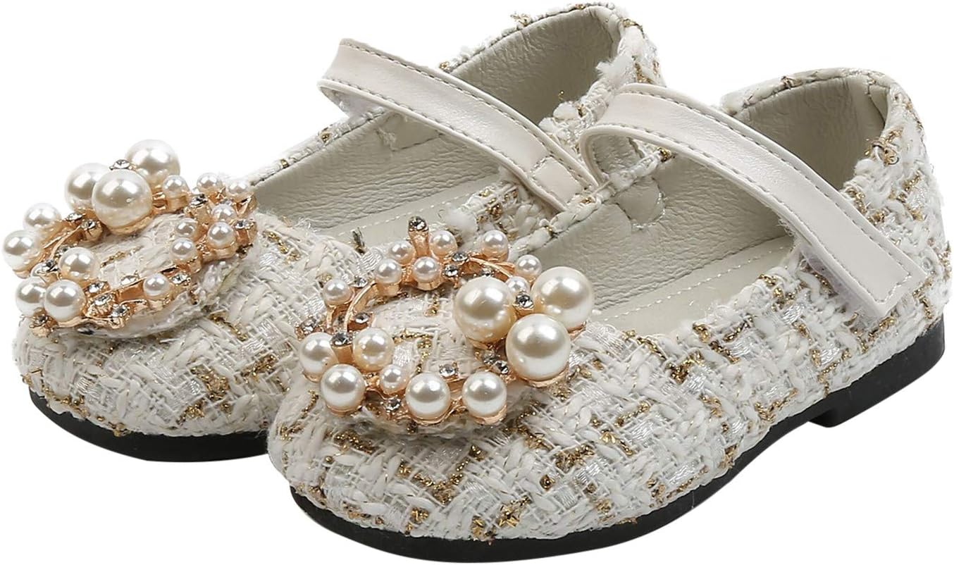 Shoes Kids Shoes Soft-Soled Pearls Children Girls Plaid Princess Non-Slip Baby Shoes Dc Comic Shoes (Pink, 6.5-7 Years)
